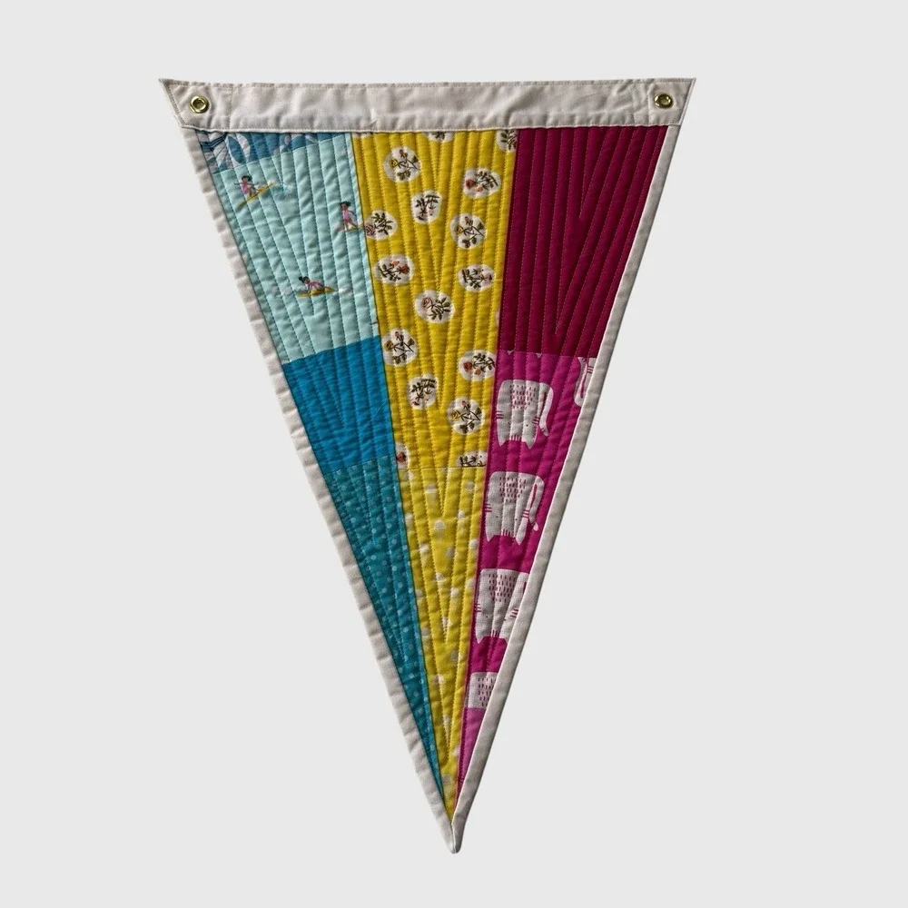 Handcrafted Pansexual Pride Pennant Banner Quilt Wall Hanging Modern 15.5x20.75